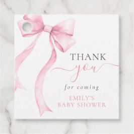 Elegant Pink Coquette Bow Girl Baby Shower Geschenkanhänger