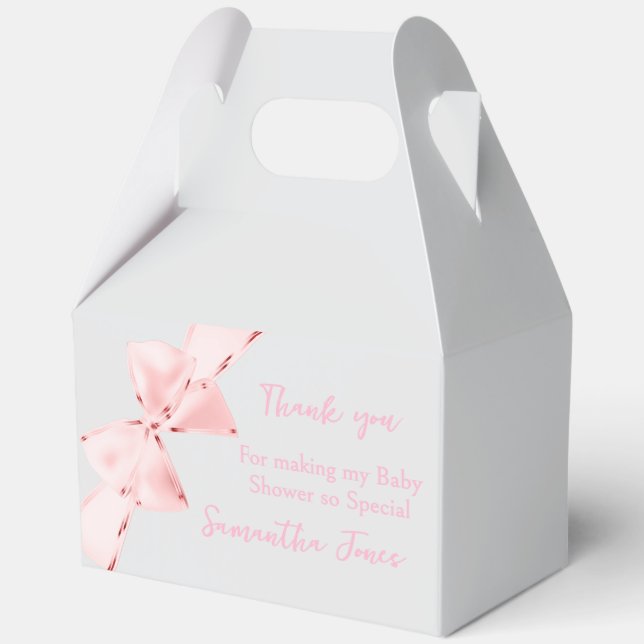 Elegant Pink Coquette Bow Girl Baby Shower Geschenkschachtel (Vorderseite)