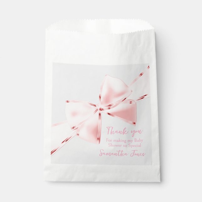 Elegant Pink Coquette Bow Girl Baby Shower Geschenktütchen (Vorderseite)