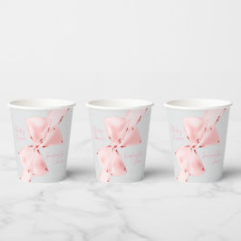 Elegant Pink Coquette Bow Girl Baby Shower Pappbecher