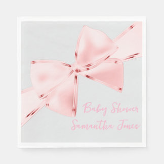 Elegant Pink Coquette Bow Girl Baby Shower Serviette