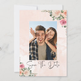 Elegant Pink Cream Floral Wedding Save the Date  Einladung