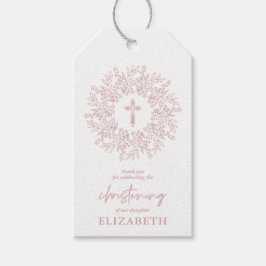 Elegant Pink Cross Girl Christening Favor Geschenkanhänger