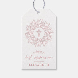 Elegant Pink Cross Girl First Communion Favor Geschenkanhänger
