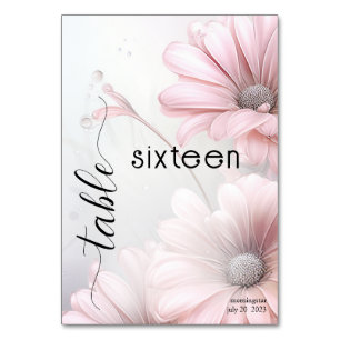 Elegant Pink Daisies Tischnummer