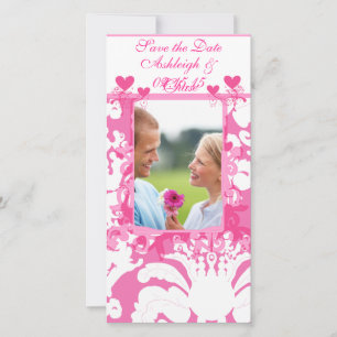 Elegant Pink Damask Save the DateYour Photo Save The Date
