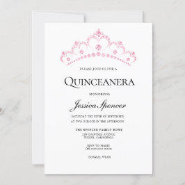 Elegant Pink Diamond Tiara Quinceanera Einladung