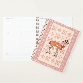 Elegant Pink Doe-patterned Christmas Planer
