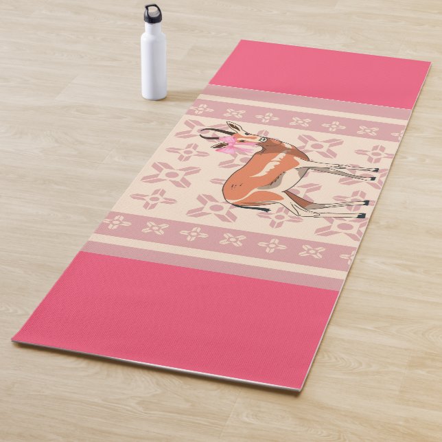 Elegant Pink Doe-patterned Christmas  Yogamatte (Beispiel)