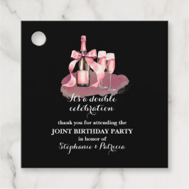 Elegant Pink Double Celebration Joint Birthday Geschenkanhänger