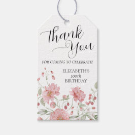 Elegant Pink Floral 100. Geburtstag Vielen Dank Geschenkanhänger
