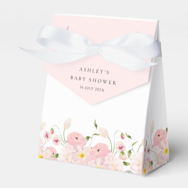  Elegant Pink Floral Baby Shower Geschenkschachtel (Vorderseite)