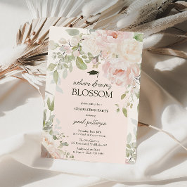 Elegant Pink Floral Graduation Party Einladung