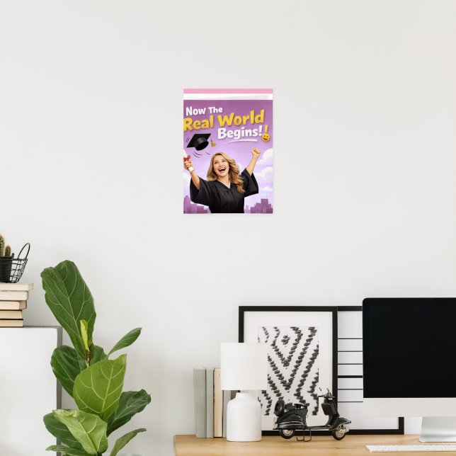 Elegant Pink Floral Graduation Party poster (Heimbüro)