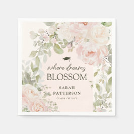 Elegant Pink Floral Graduation Party Serviette