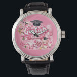Elegant Pink Floral Graduation Party watch Armbanduhr<br><div class="desc">Celebrate your special milestone with this beautiful pink floral graduation invitation card. Designed with soft pastel flowers, elegant typography, and a luxurious feminine touch, this card is perfect for honoring your graduate in style. Featuring delicate floral borders, graduation elements like cap and diploma, and a classy layout, it creates a...</div>