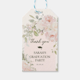 Elegant Pink Floral Graduation Thank you Favor Geschenkanhänger