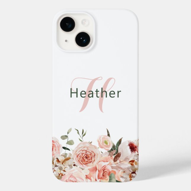 Elegant Pink Floral iPhone / iPad Fall Case-Mate iPhone 14 Hülle (Rückseite)