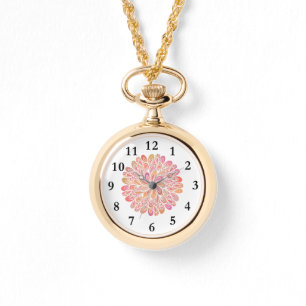 Elegant Pink Floral Mandala Armbanduhr