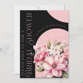 Elegant Pink Floral Modern Bridal Shower Einladung