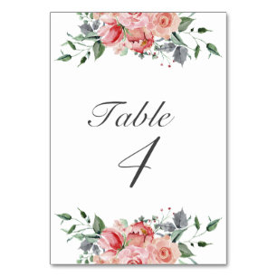 Elegant Pink Floral Quinceñera Tischnummer