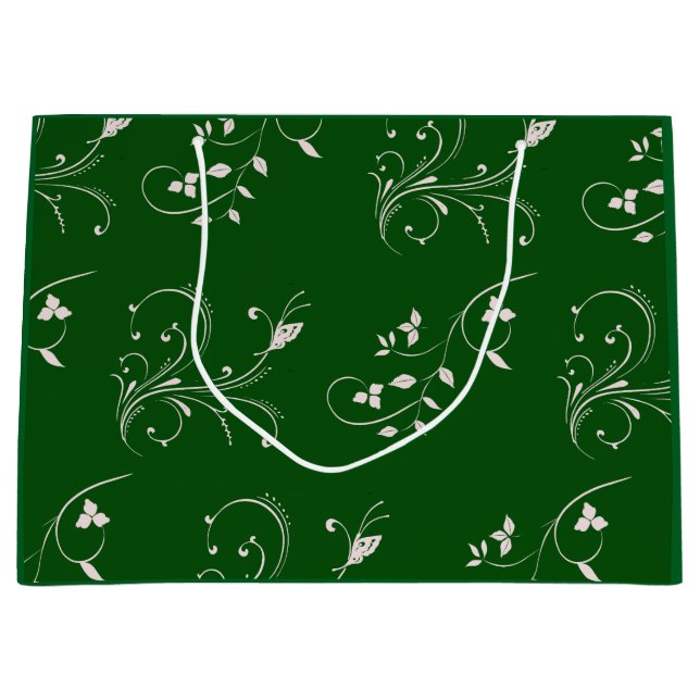 Elegant Pink Floral Swirl  Große Geschenktüte (Vorderseite)
