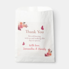 Elegant Pink Floral Watercolor 1st Birthday Geschenktütchen
