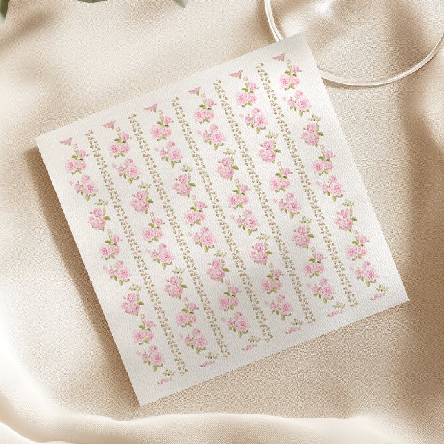 Elegant Pink Floral White Serviette (Von Creator hochgeladen)