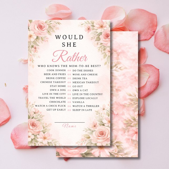 Elegant Pink Floral Would She Rather Game (Von Creator hochgeladen)