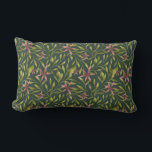 Elegant Pink Flower Pattern on Dark Background Lendenkissen<br><div class="desc">Seamless pattern featuring pink flowers and green leaves on a dark background. The arrangement is symmetrical,  evoking a natural,  elegant feel.</div>