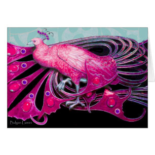 ÉLÉGANT PINK FUCHSIA PEACOCK AVEC DES CHEMISES GÉO