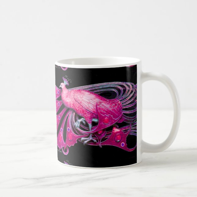 ELEGANT PINK FUCHSIA PEACOCK JEWEL KAFFEETASSE (Rechts)