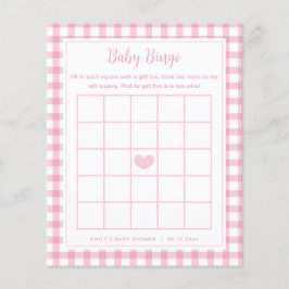 Elegant Pink Gingham Girl Baby Shower Bingo Game