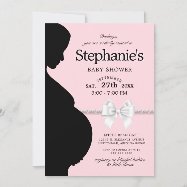 Elegant Pink Glam Tiffany Bow Theme Baby Shower Einladung (Vorderseite)