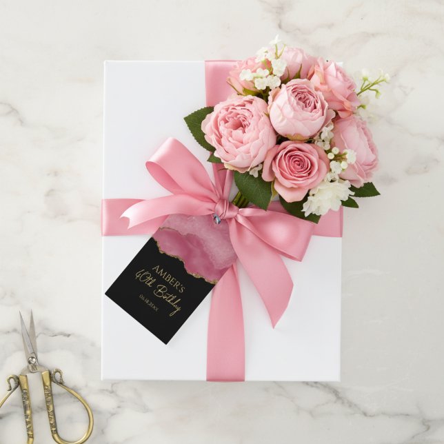 Elegant Pink Gold Abstract Marble Design Geschenkanhänger (Von Creator hochgeladen)