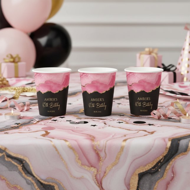 Elegant Pink Gold Abstract Marble Design Pappbecher (Von Creator hochgeladen)