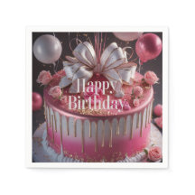 Elegant Pink & Gold Birthday Cake Design