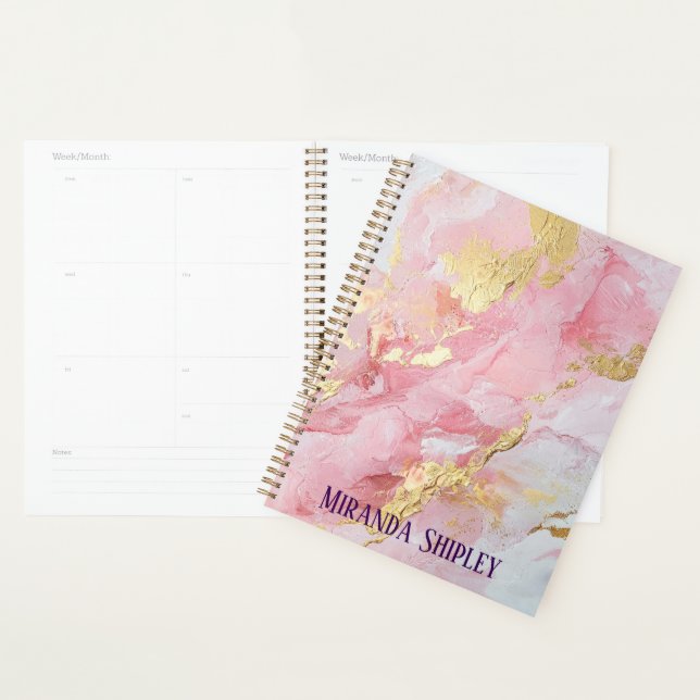 Elegant Pink & Gold Paint Purple Name Planer (Anzeige)