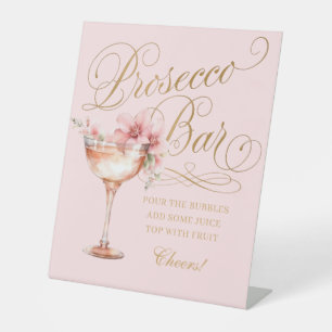 Élégant Pink Gold Prosecco Bar Panneau Pedestal