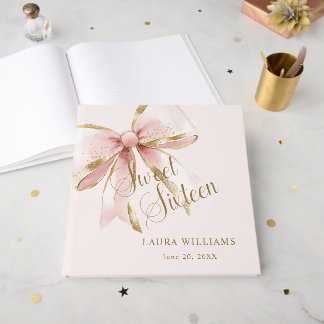 Elegant Pink & Gold Sweet Sixteen Birthday Gästebuch