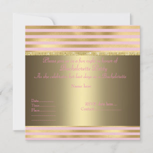 ELEGANT PINK Goldstreifen BACHELORETTE INVITATION Einladung