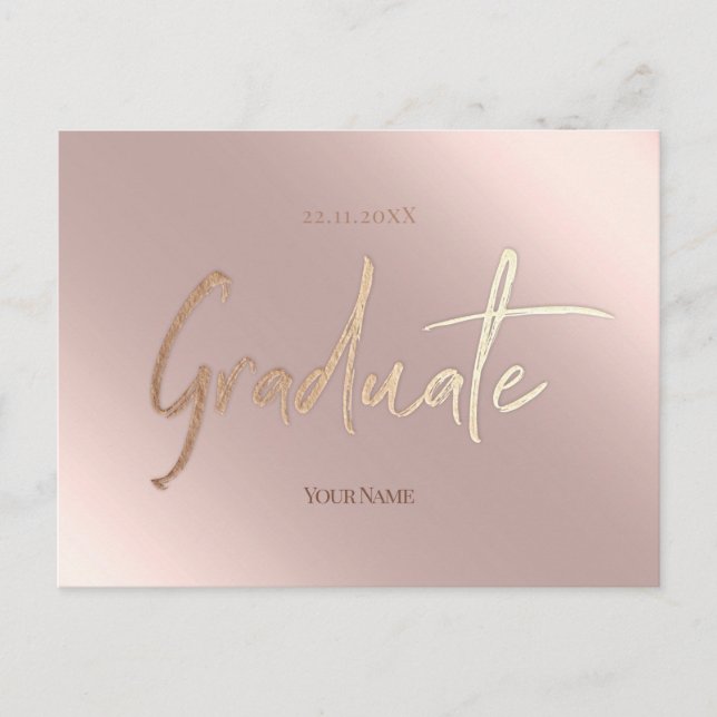 Élégant Pink Graduate Invitation Cartes postales (Devant)