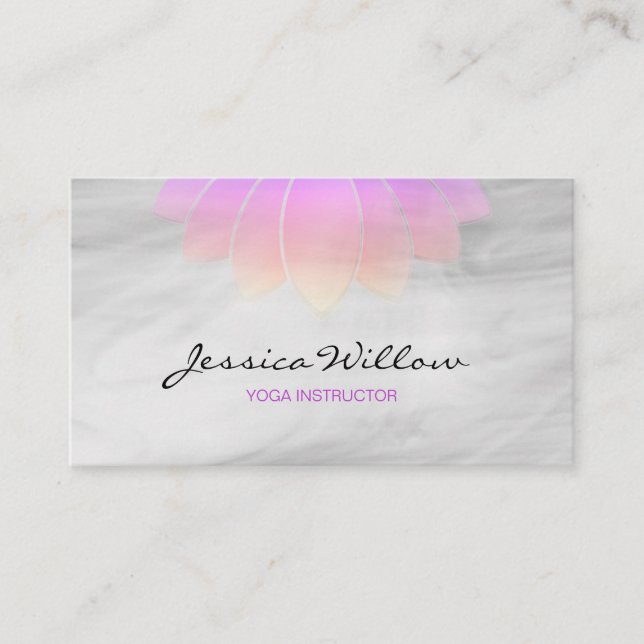 Elegant Pink Gray Lotus Yoga Instructor Visitenkarte (Vorderseite)
