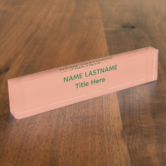 Elegant pink &green custom name namensplakette (Seite)
