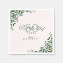 Elegant Pink Green Flower Women's 50th Birthday 