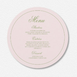 Elegant Pink Green Polka Dots Wedding Menükarte