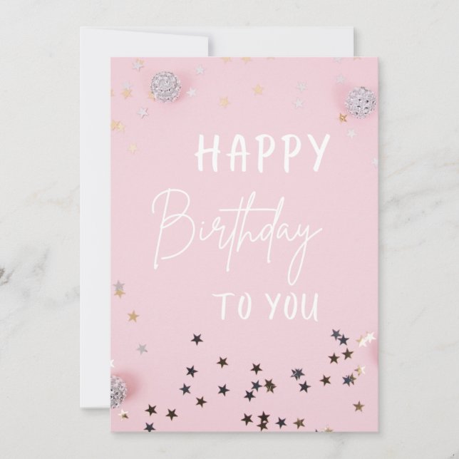 Elegant Pink Happy Birthday Card Einladung (Vorderseite)