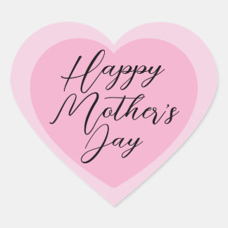 Elegant Pink Happy Mother's Day Herz-Aufkleber