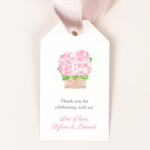 Elegant Pink Hydrangea Al Fresco Brautparty Geschenkanhänger