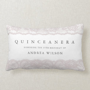 Elegant Pink Lace Quinceanera Party Birthday GIft Lendenkissen